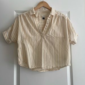 Yellow Striped Cropped Top